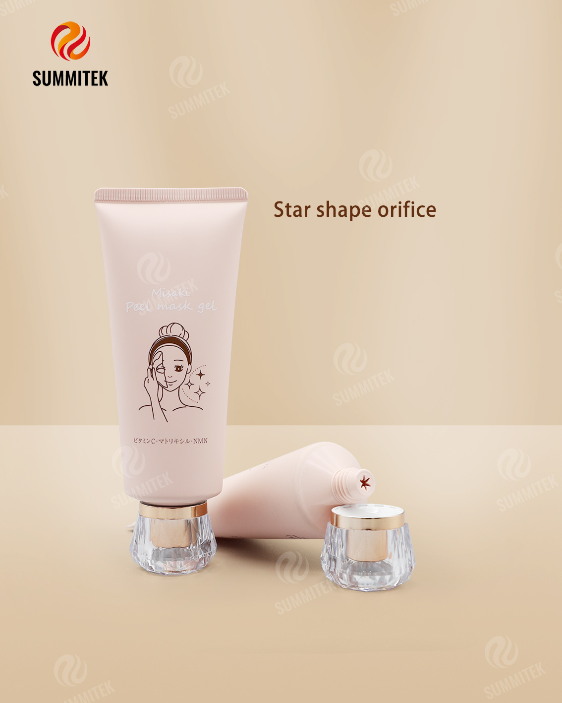 Special Orifice Tube with Crystal Gold Cap and Cute Round Cap