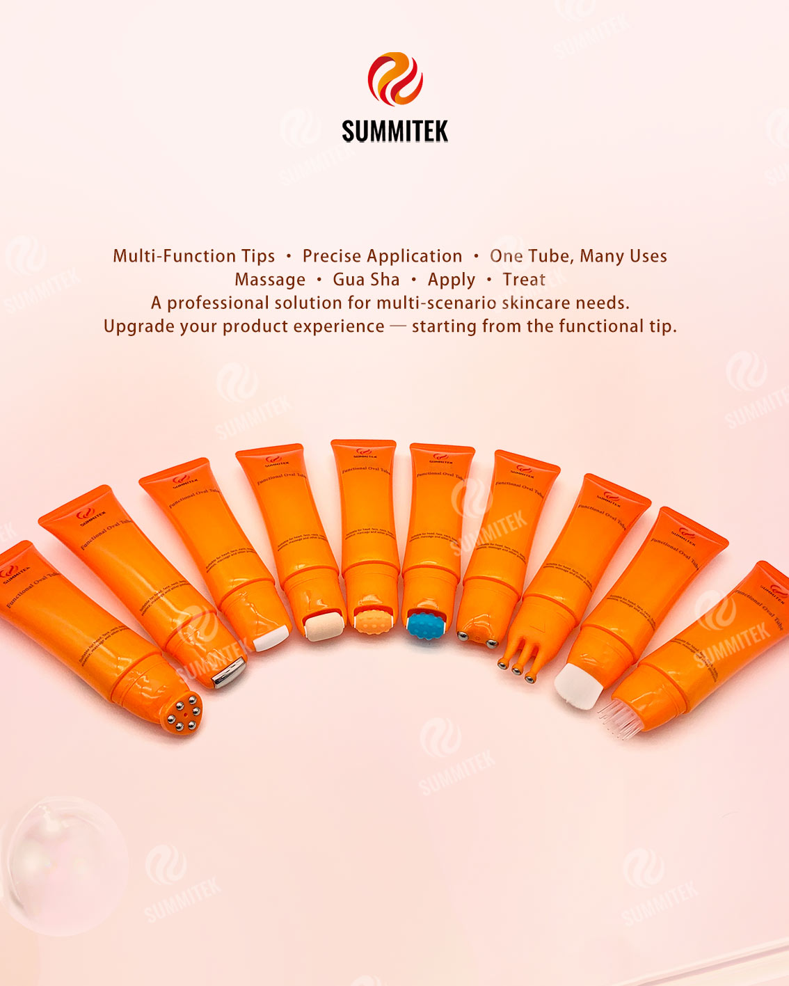 D30 Functional Oval Tube | Multi-Head Skincare Massage Packaging