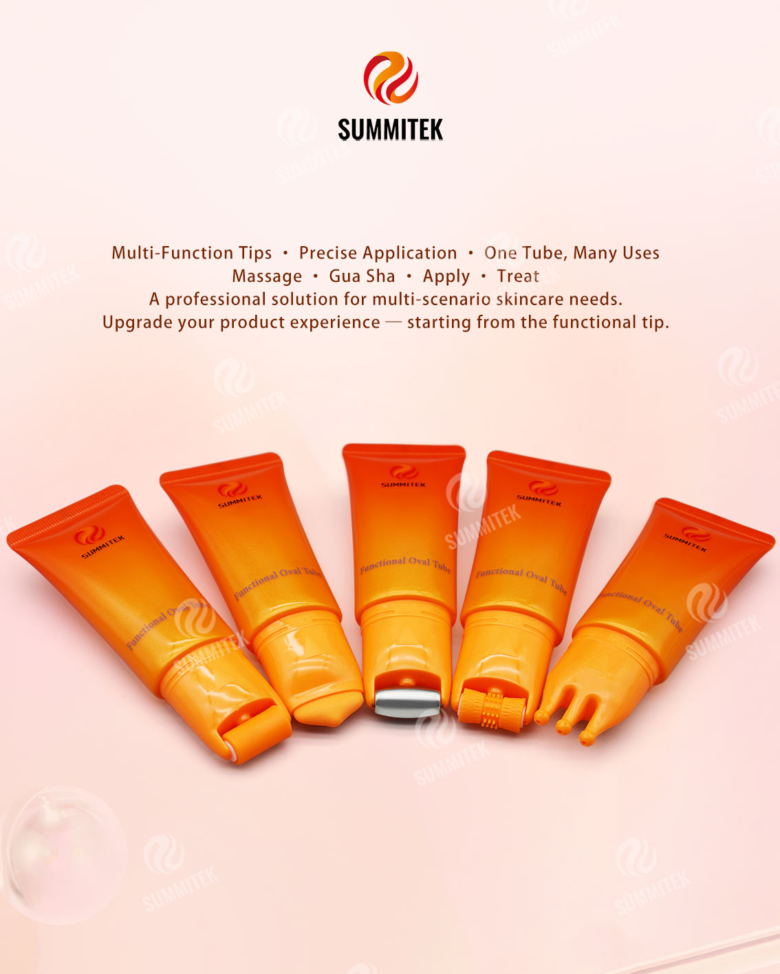 D30 Functional Oval Tube | Multi-Head Skincare Massage Packaging