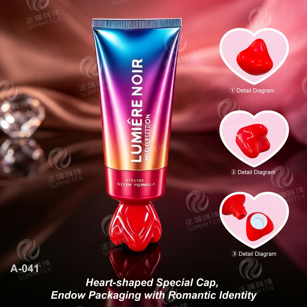 Heart-shaped Special Cap Tube | Gradient Iridescent Cosmetic Packaging