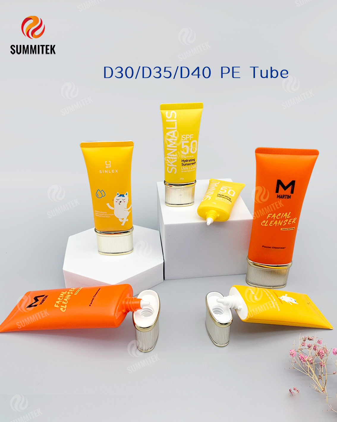 Short Nozzle Electroplated Screw Cap Tube | D30/D35/D40 Sizes Skincare Packaging