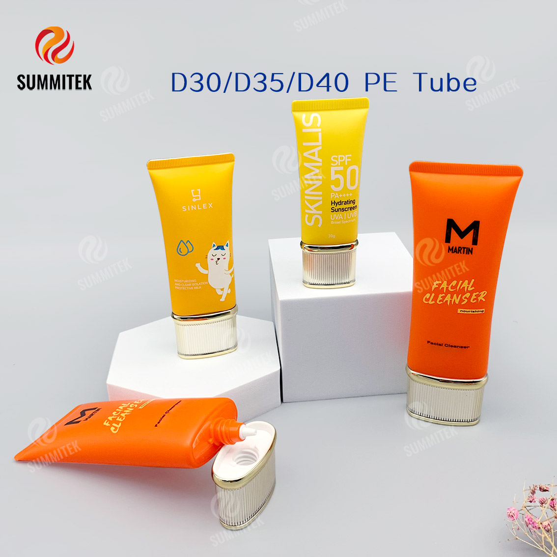 Short Nozzle Electroplated Screw Cap Tube | D30/D35/D40 Sizes Skincare Packaging