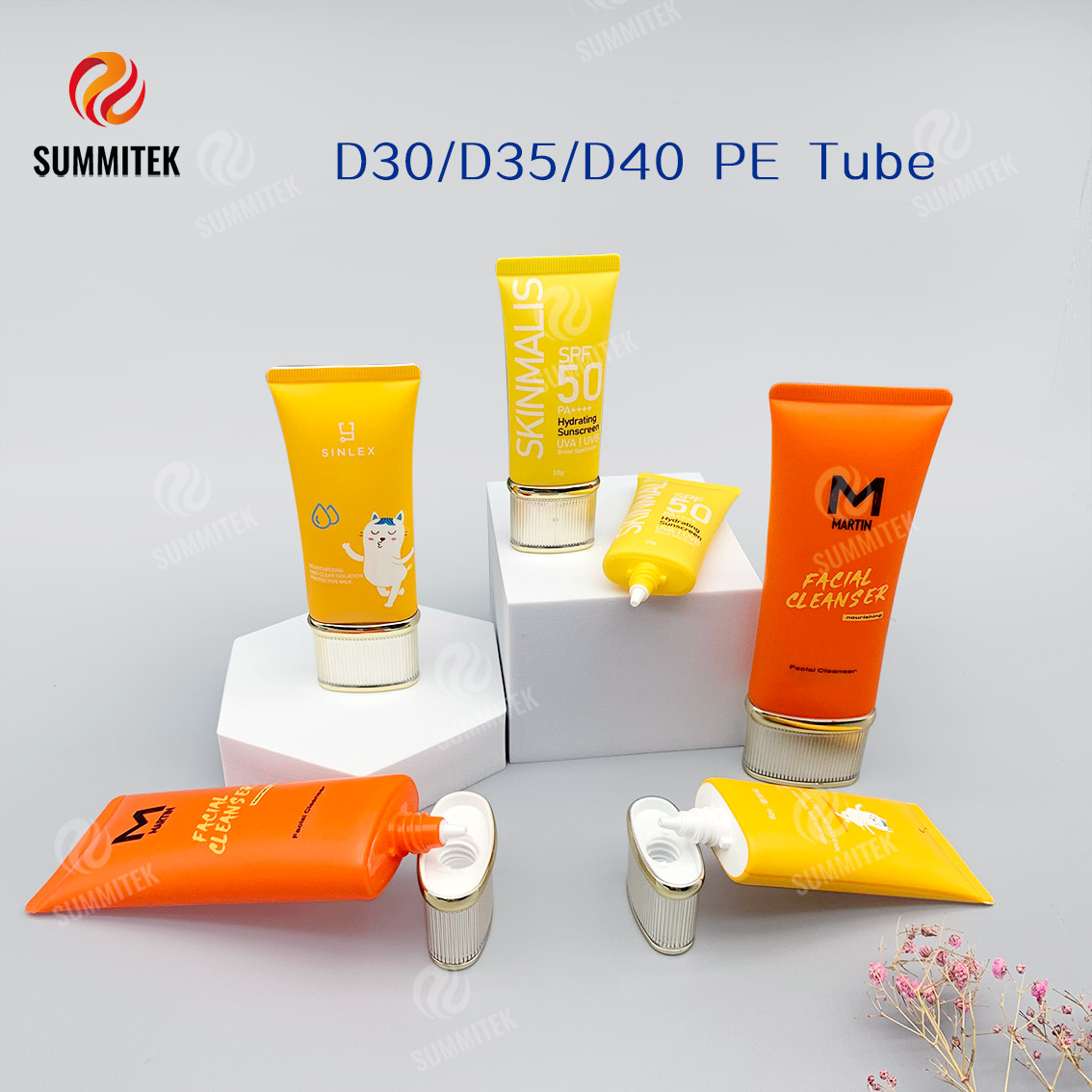 Short Nozzle Electroplated Screw Cap Tube | D30/D35/D40 Sizes Skincare Packaging