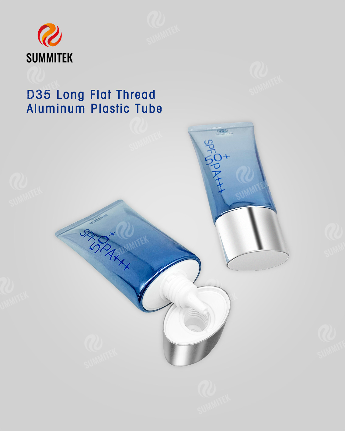 D35 Long Nozzle ABL Tube | Matte Electroplated Cap Gradient Print Sunscreen Packaging