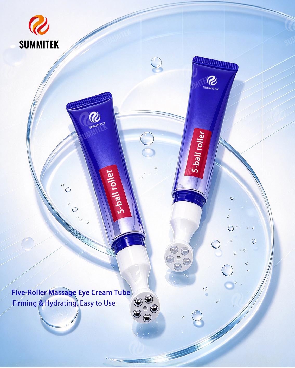 Five Roller Ball Eye Massage Tube | ABL Metallic Tube with 3D Raised Print