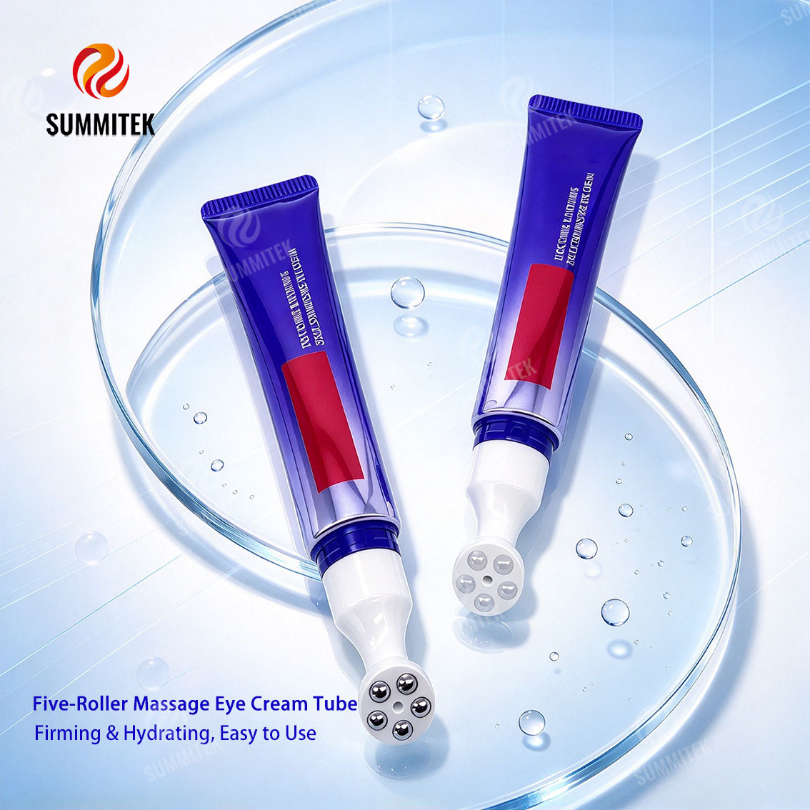 Five Roller Ball Eye Massage Tube | ABL Metallic Tube with 3D Raised Print