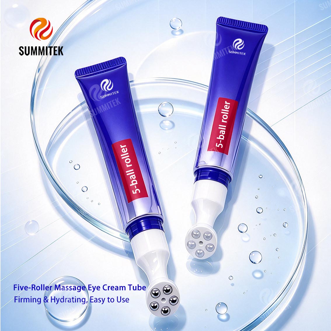 Five Roller Ball Eye Massage Tube | ABL Metallic Tube with 3D Raised Print