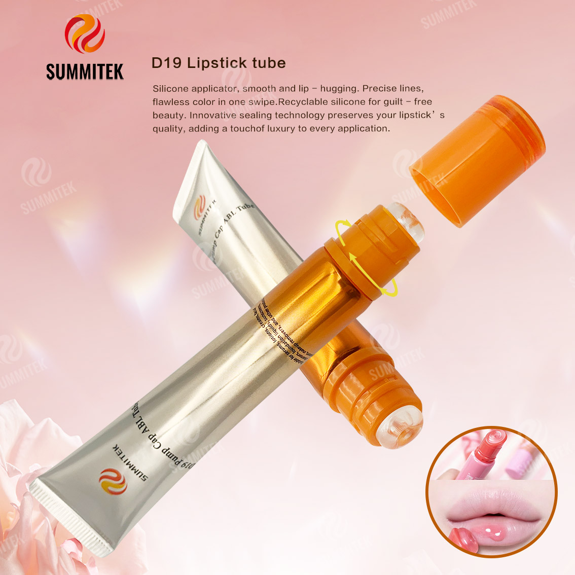 D19 Lip Gloss Tube | Donut-Shaped Silicone Applicator