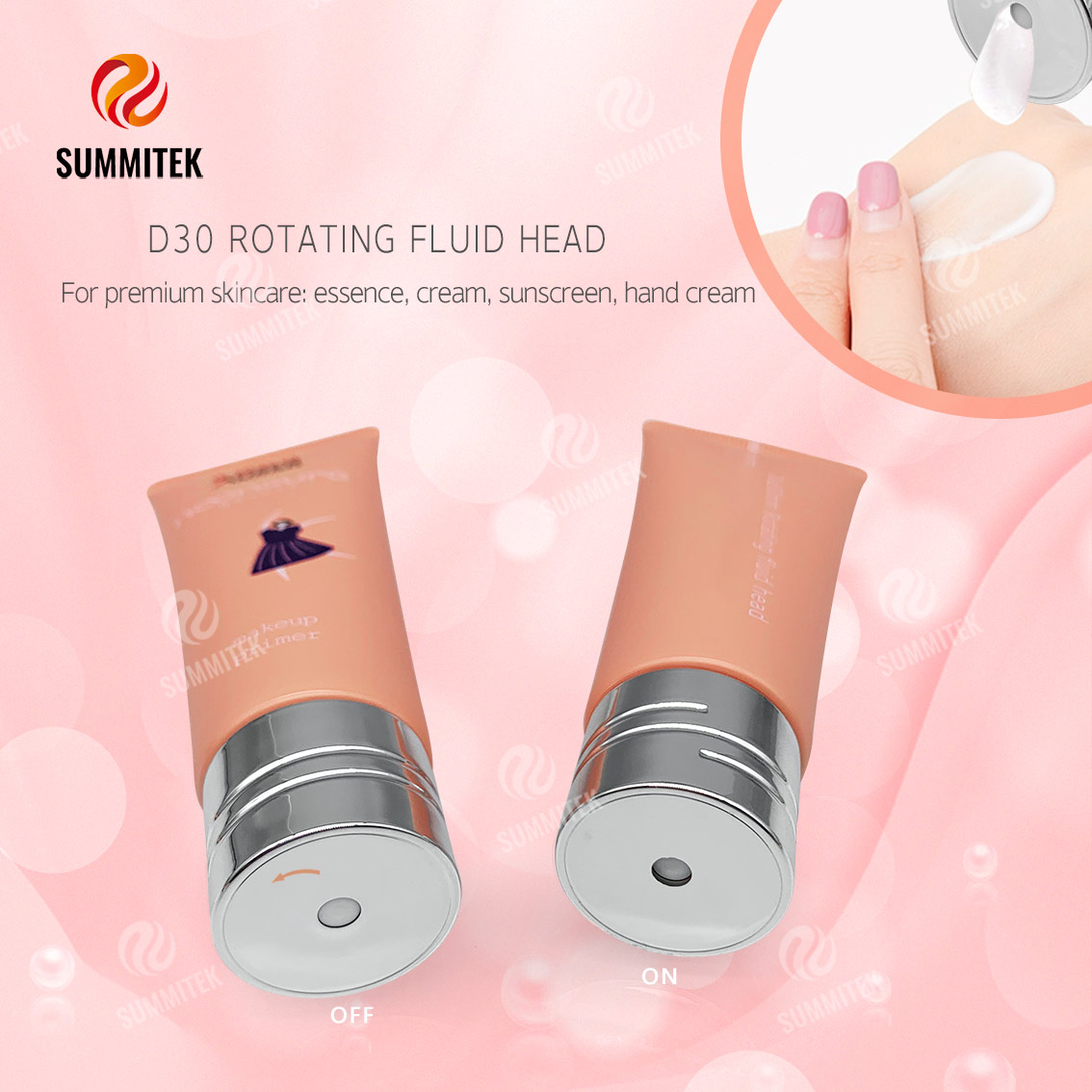 D30 Rotating Dispensing Head Tube | Silver Electroplated ON/OFF Cap