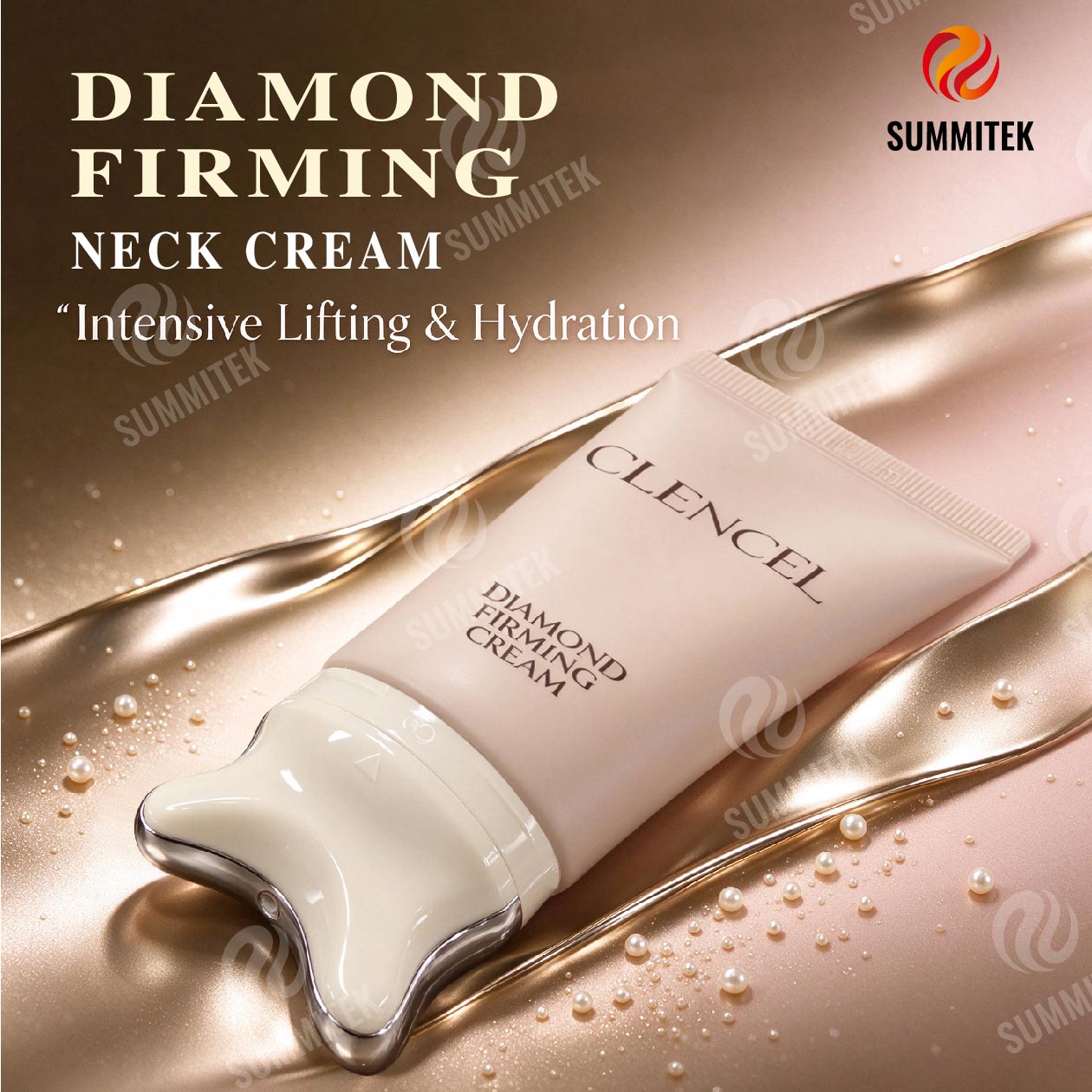 D50 GUA SHA Massage Tube with Metal Rim for Neck and Firming Cream