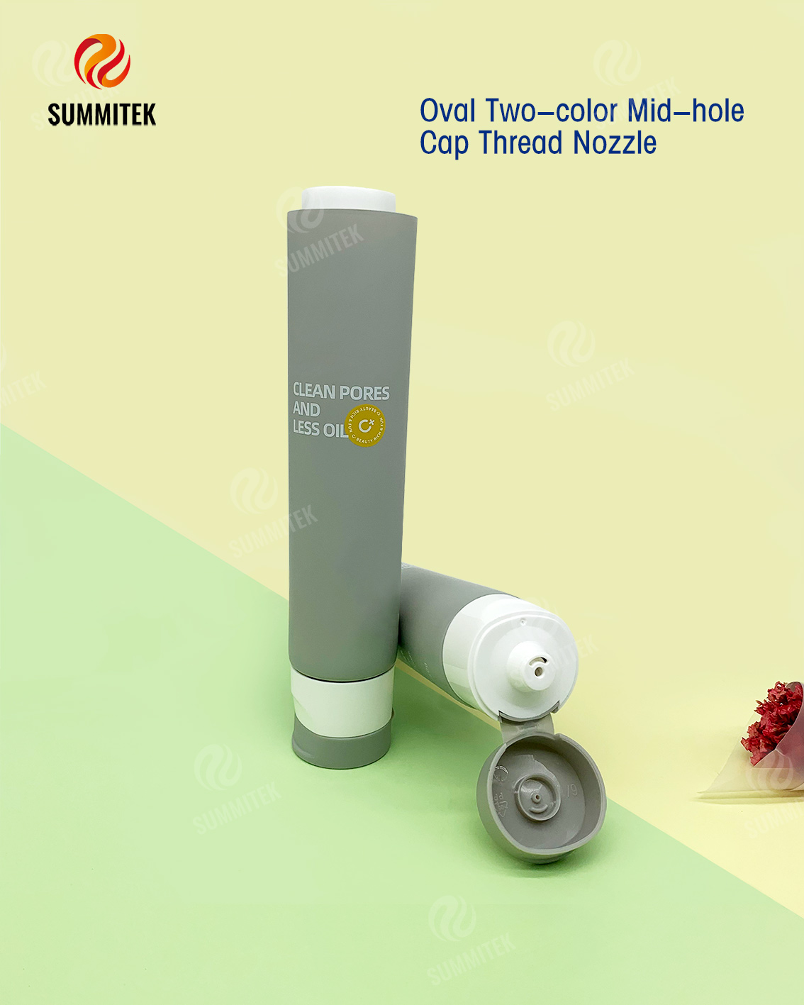 Dual Chamber Mix Tube with Oval and Mid Hole Dual Outlet for Foaming Cleanser