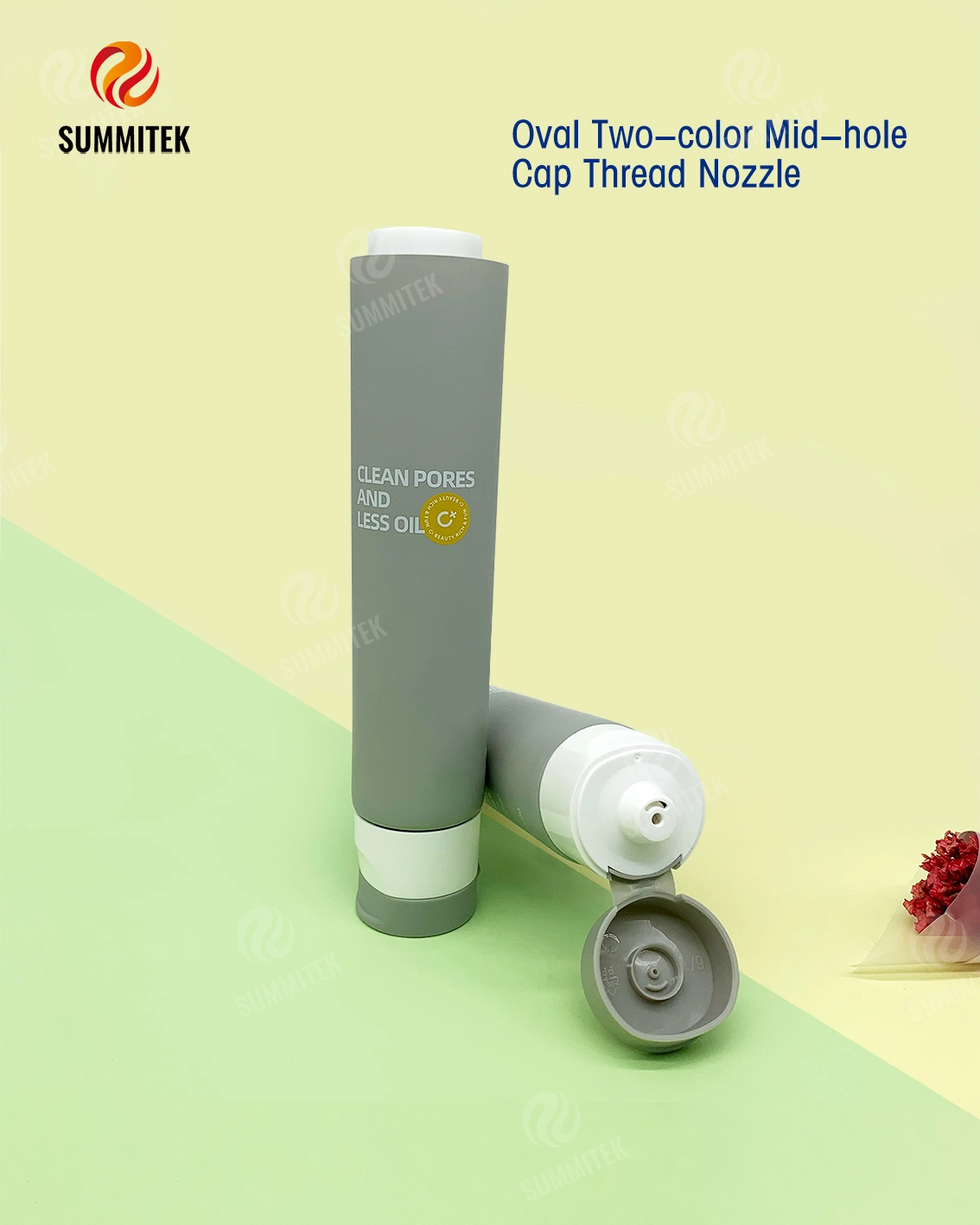 Dual Chamber Mix Tube with Oval and Mid Hole Dual Outlet for Foaming Cleanser