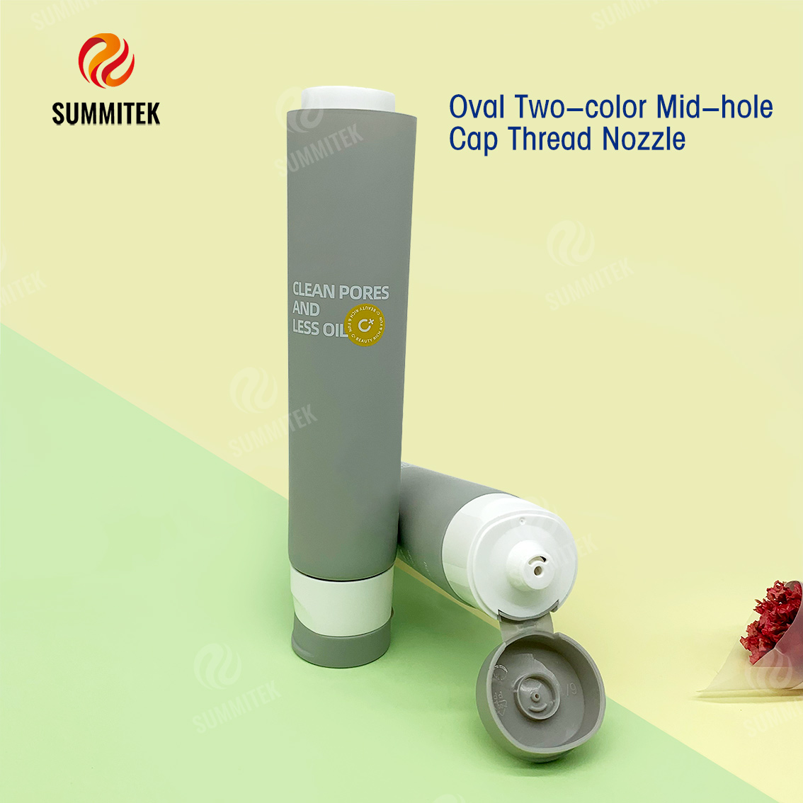 Dual Chamber Mix Tube with Oval and Mid Hole Dual Outlet for Foaming Cleanser