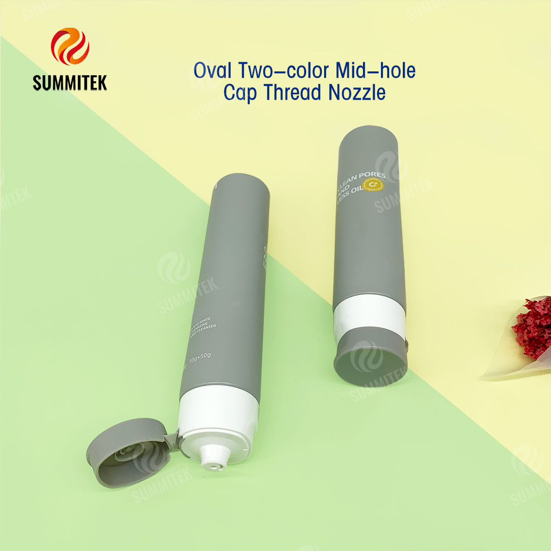 Dual Chamber Mix Tube with Oval and Mid Hole Dual Outlet for Foaming Cleanser