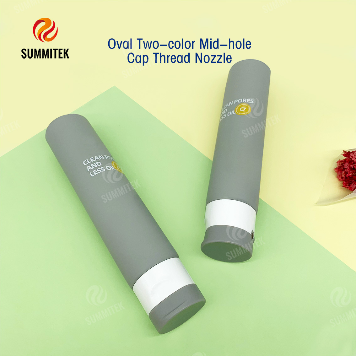 Dual Chamber Mix Tube with Oval and Mid Hole Dual Outlet for Foaming Cleanser