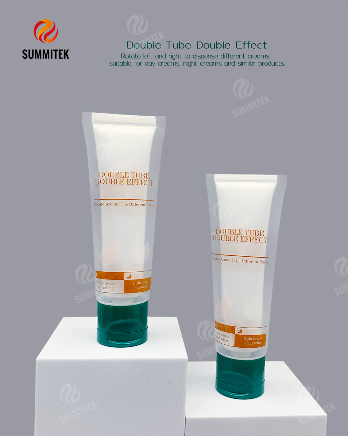 Dual Chamber Twist Switch Tube for Day Cream and Night Cream