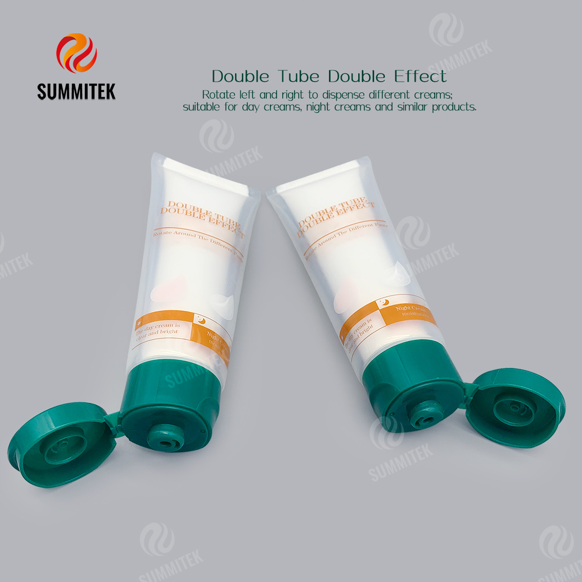 Dual Chamber Twist Switch Tube for Day Cream and Night Cream