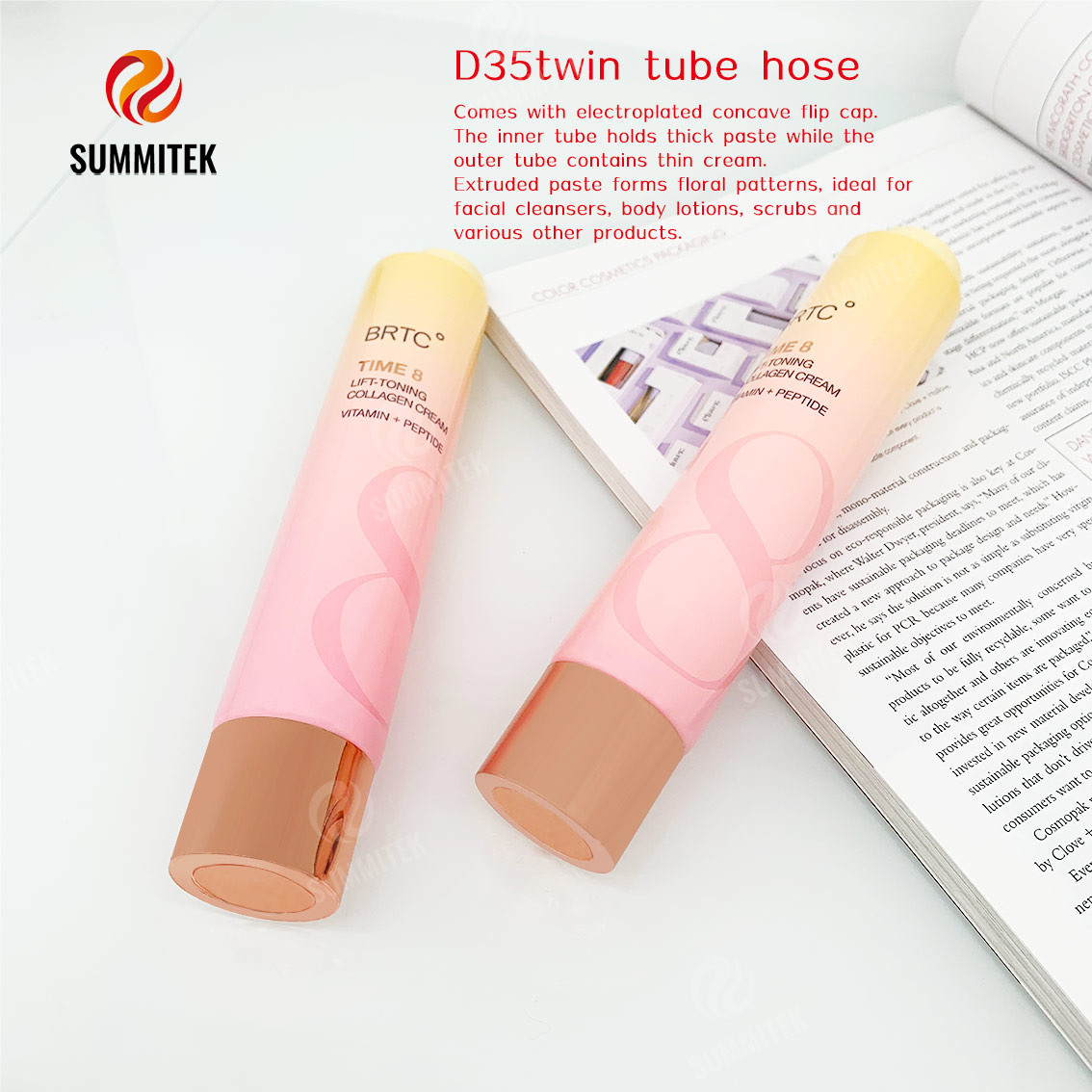 D35 Concentric Dual Tube with Floral Pattern Outlet for Cleanser and Body Lotion